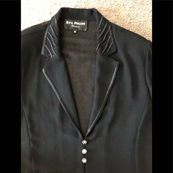 Eva Polini Couture Black Embroidered Jeweled Blazer & Top Sz 16  Lot of 2 items - Picture 13 of 16